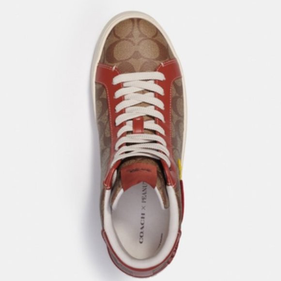 Coach X Peanuts Clip High Top Sneaker In Signature NWT - Picture 3 of 5
